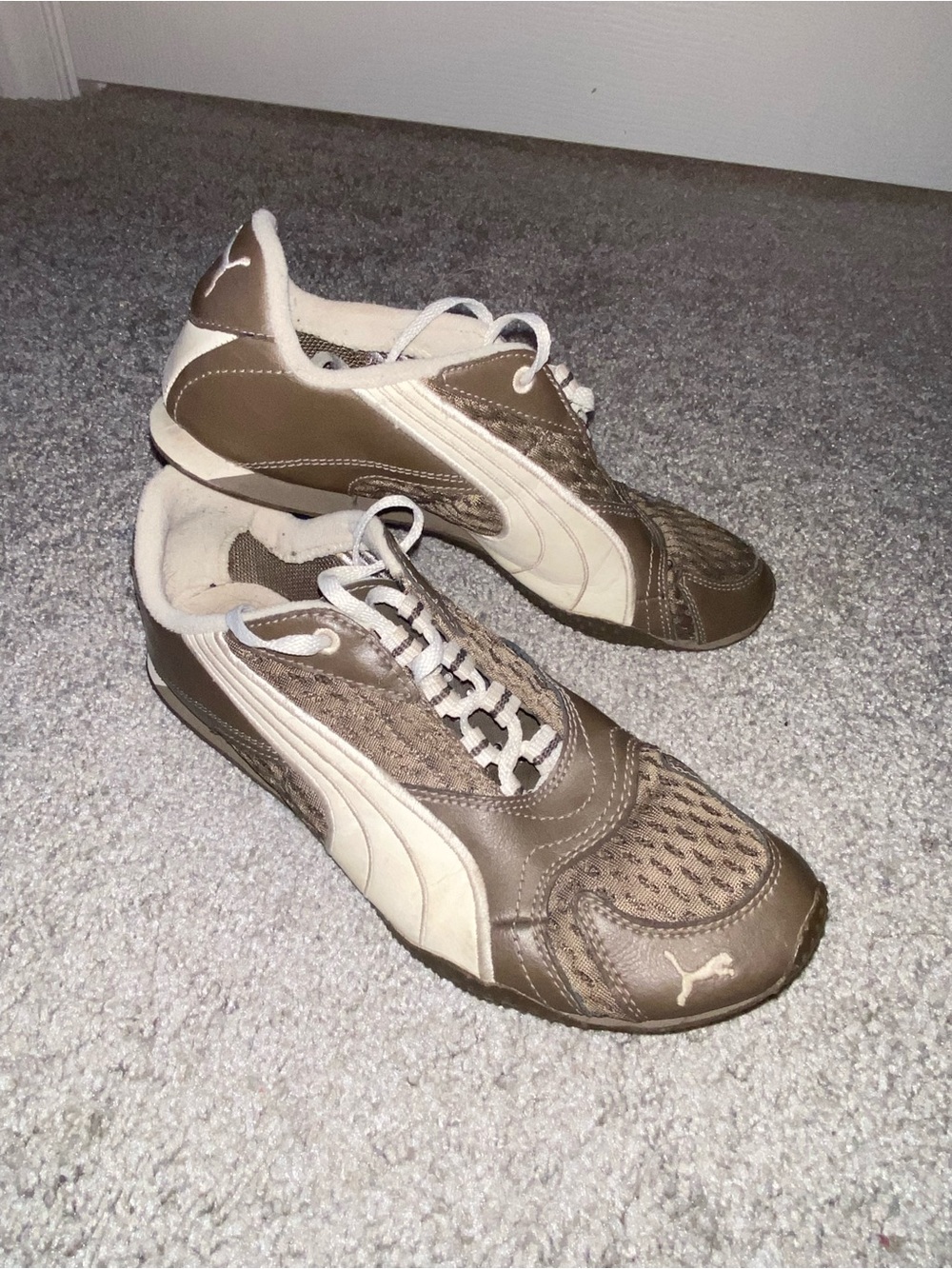 Puma Women’s Brown and Cream Low-Profile Sneakers